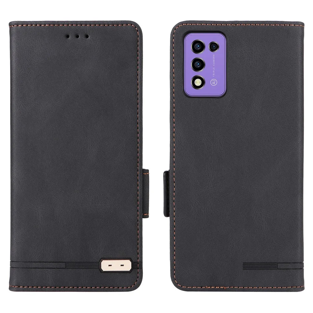 For ZTE Libero 5G III Hardware Decor Dual Magnetic Clasp Anti-fall Phone Cover Wallet Stand Anti-scratch PU Leather Phone Case - Black - 1