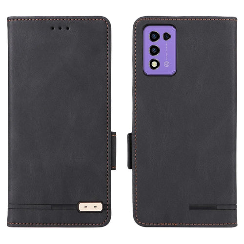 For ZTE Libero 5G III Hardware Decor Dual Magnetic Clasp Anti-fall Phone Cover Wallet Stand Anti-scratch PU Leather Phone Case - Black - 1
