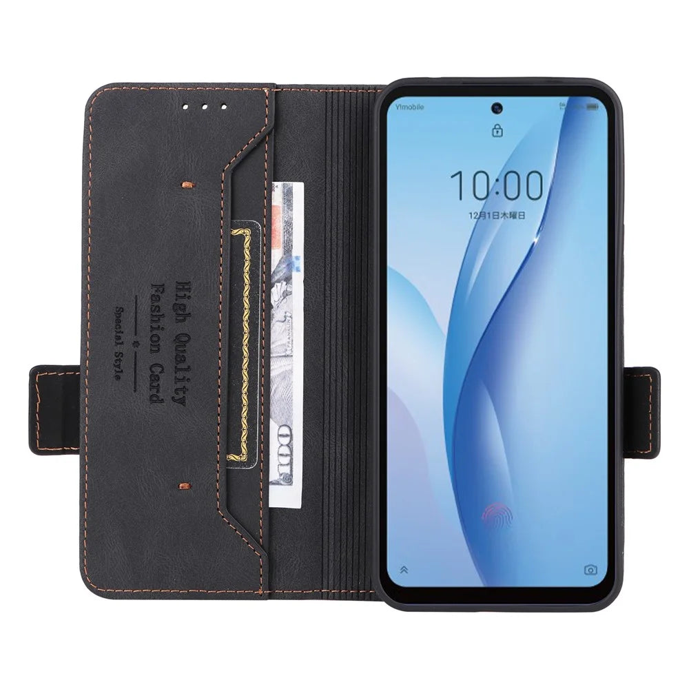 For ZTE Libero 5G III Hardware Decor Dual Magnetic Clasp Anti-fall Phone Cover Wallet Stand Anti-scratch PU Leather Phone Case - Black - 2