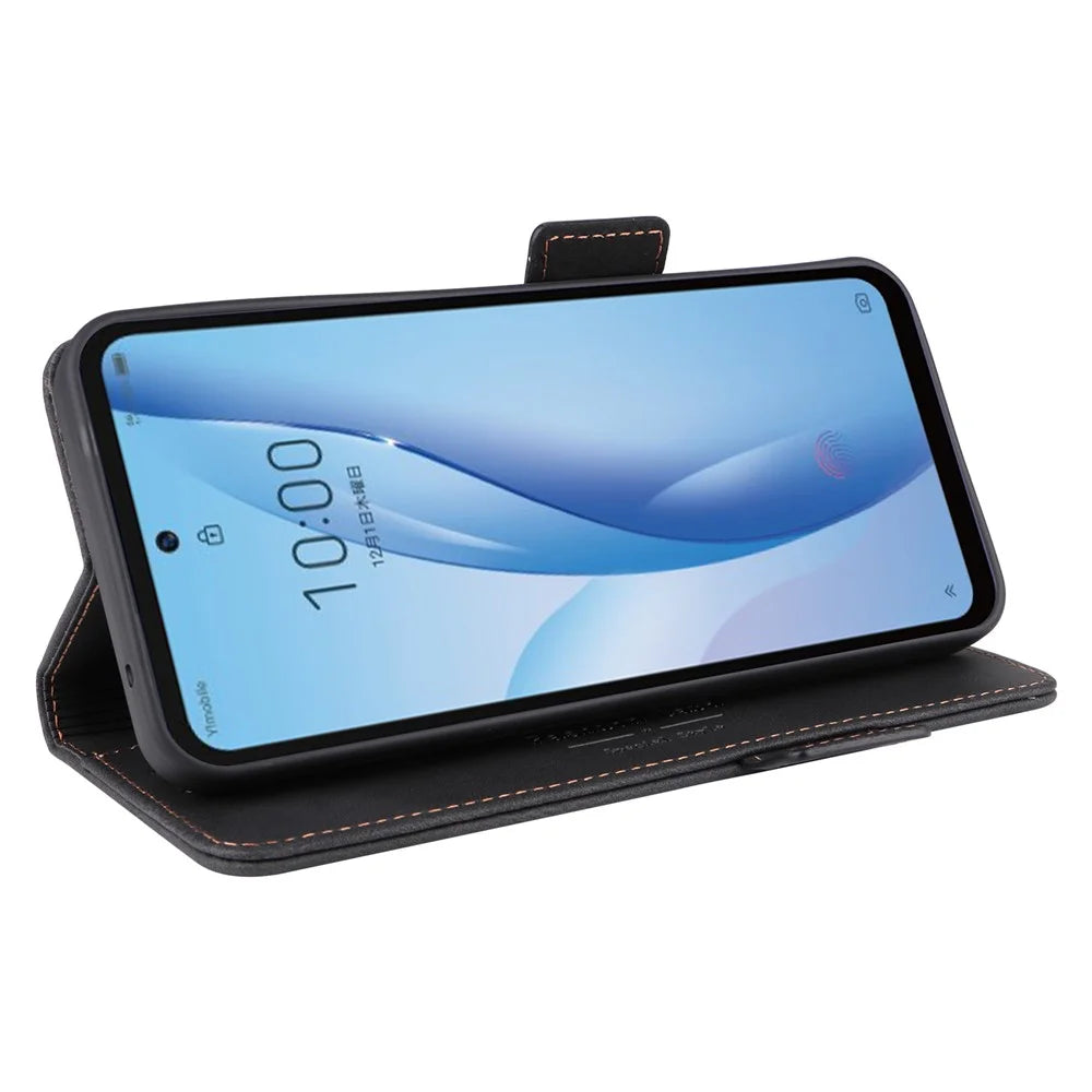 For ZTE Libero 5G III Hardware Decor Dual Magnetic Clasp Anti-fall Phone Cover Wallet Stand Anti-scratch PU Leather Phone Case - Black - 3