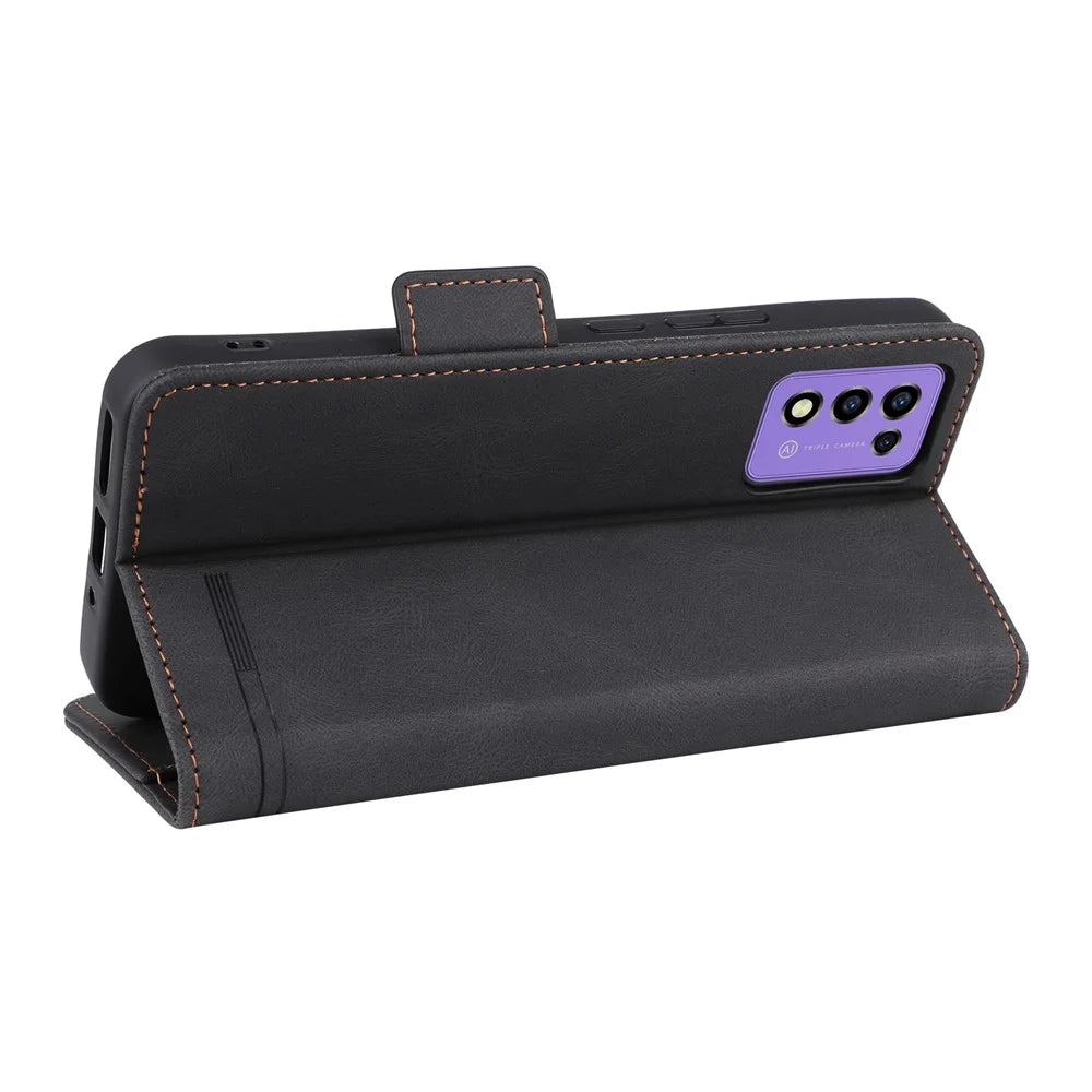 For ZTE Libero 5G III Hardware Decor Dual Magnetic Clasp Anti-fall Phone Cover Wallet Stand Anti-scratch PU Leather Phone Case - Black - 4