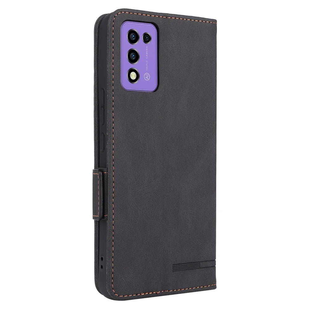 For ZTE Libero 5G III Hardware Decor Dual Magnetic Clasp Anti-fall Phone Cover Wallet Stand Anti-scratch PU Leather Phone Case - Black - 7