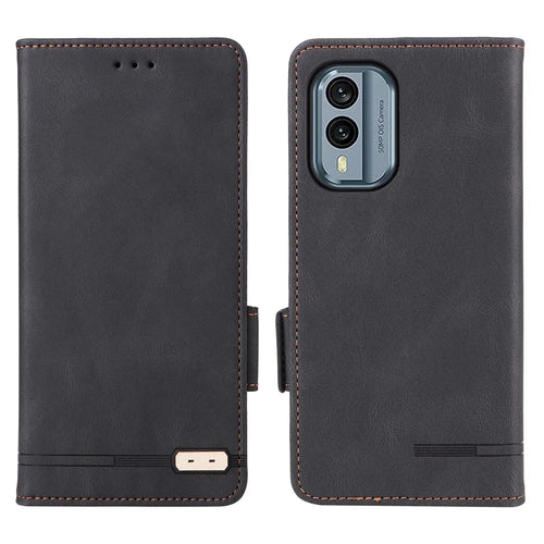 Full Protection Phone Cover for Nokia X30 5G, Hardware Decor Dual Magnetic Clasp Flip Leather Wallet Case with Stand - Black - 1