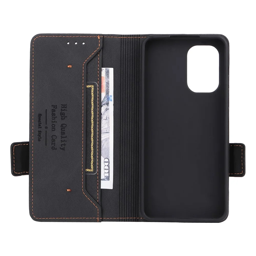 Full Protection Phone Cover for Nokia X30 5G, Hardware Decor Dual Magnetic Clasp Flip Leather Wallet Case with Stand - Black - 5