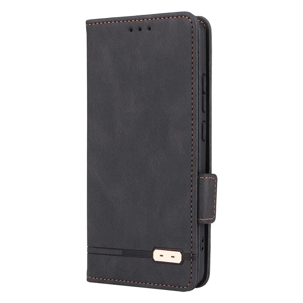 Full Protection Phone Cover for Nokia X30 5G, Hardware Decor Dual Magnetic Clasp Flip Leather Wallet Case with Stand - Black - 6