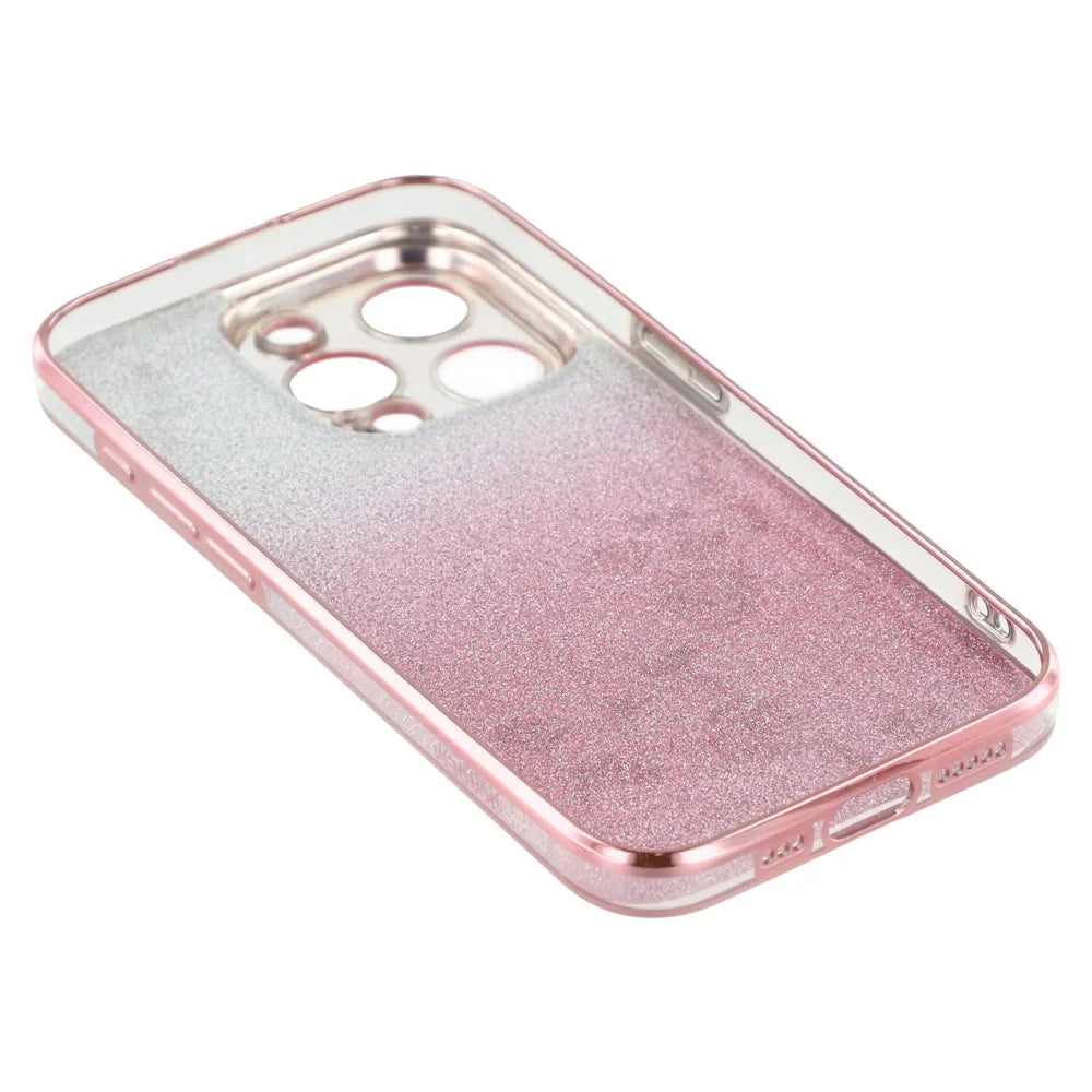 KADEM Rhinestone Decor Flower Pattern TPU Cover for iPhone 12 Pro Max 6.7 inch, Stylish Gradient Glitter Powder Anti-drop Back Case - Rose Gold - 4
