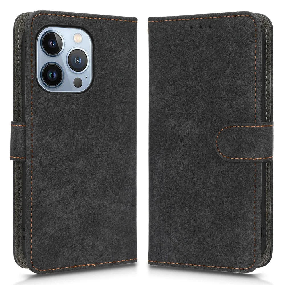 For iPhone 13 Pro Max 6.7 inch Magnetic PU Leather Phone Cover RFID Blocking Mobile Phone Case with Wallet Stand - Black - 1