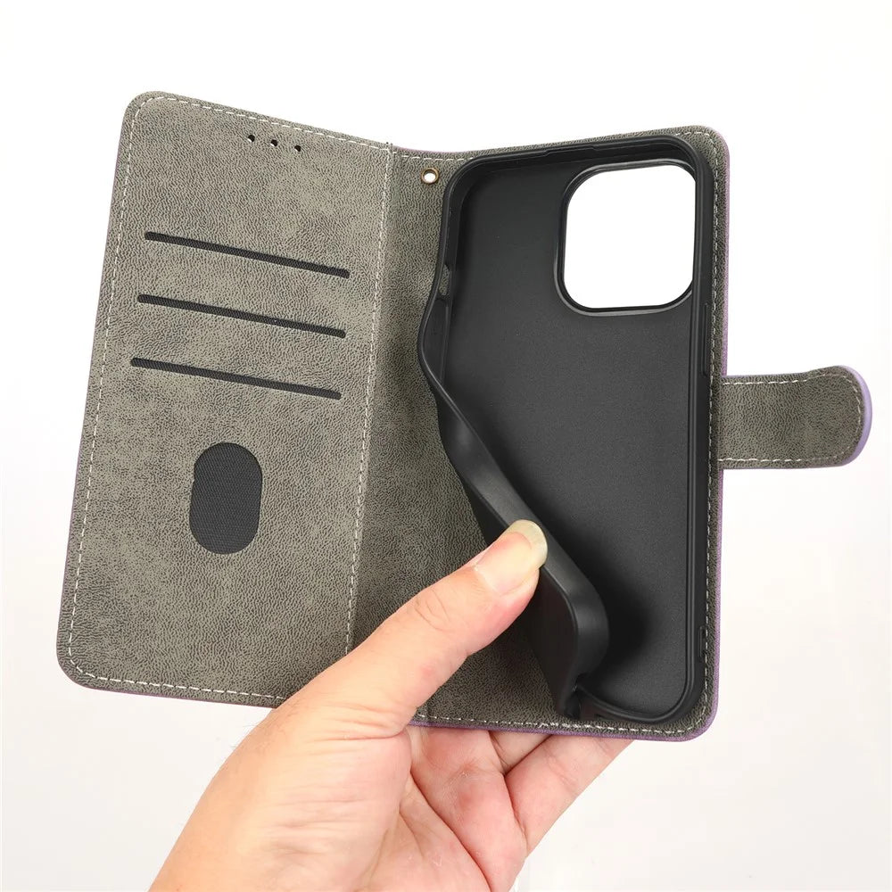 For iPhone 13 Pro Max 6.7 inch Magnetic PU Leather Phone Cover RFID Blocking Mobile Phone Case with Wallet Stand - Black - 4