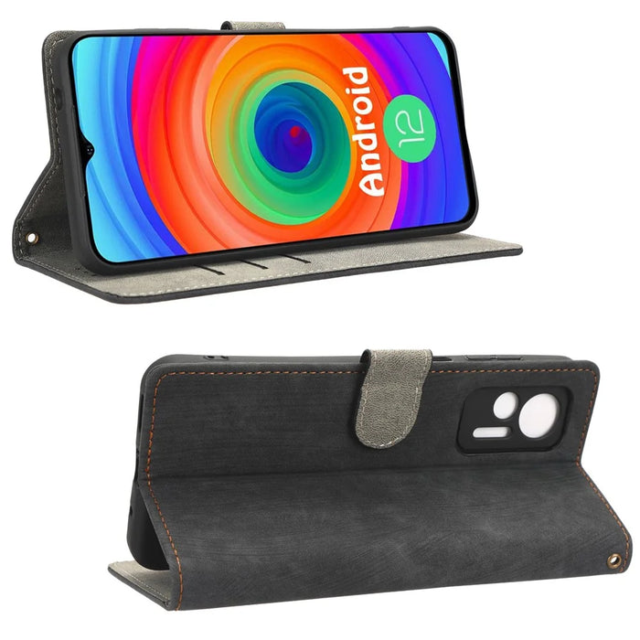 For Ulefone Note 14 Shockproof PU Leather Phone Cover Wallet Stand RFID Blocking Magnetic Mobile Phone Case - Black - 3