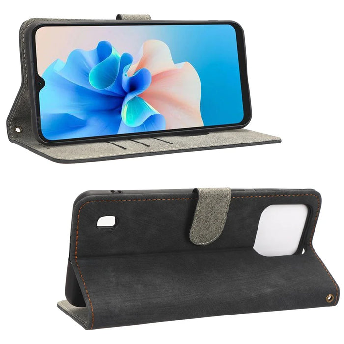 Anti-scratch Phone Case For Blackview A55 Pro Magnetic RFID Blocking PU Leather Drop-proof Flip Wallet Cover Stand - Black - 3