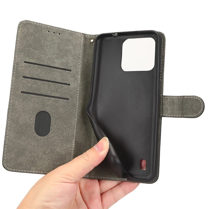 Anti-scratch Phone Case For Blackview A55 Pro Magnetic RFID Blocking PU Leather Drop-proof Flip Wallet Cover Stand - Black - 4