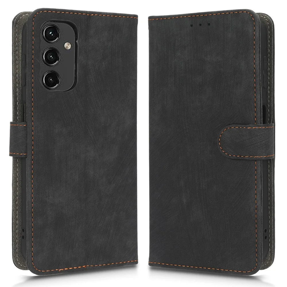 For Samsung Galaxy A14 5G / A14 4G Anti-fall Magnetic RFID Blocking Phone Case PU Leather Phone Cover with Wallet Stand - Black - 1