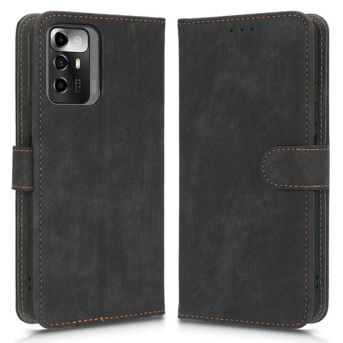 RFID Blocking Phone Case For ZTE Blade A72 5G, Magnetic Clasp Flip Leather Wallet Cover with Stand - Black - 1