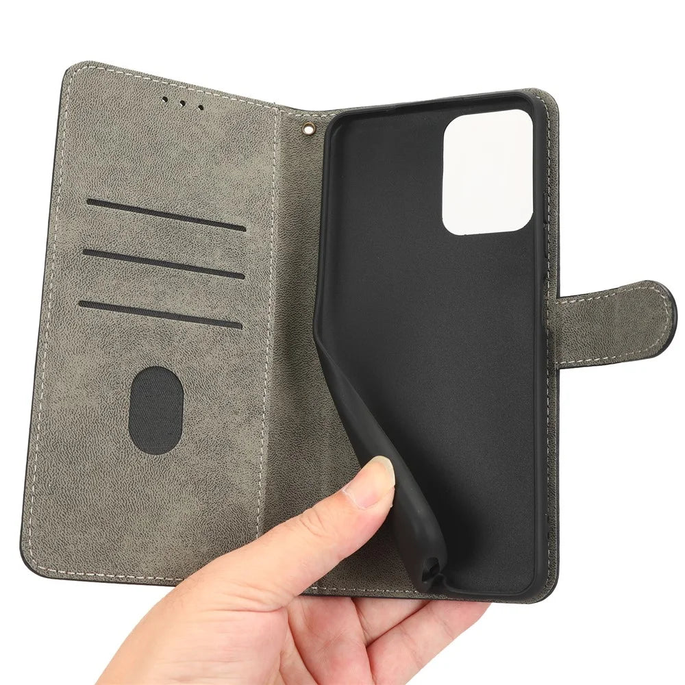 RFID Blocking Phone Case For ZTE Blade A72 5G, Magnetic Clasp Flip Leather Wallet Cover with Stand - Black - 4