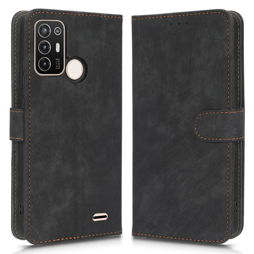 PU Leather Phone Cover For ZTE Blade A52, Flip Wallet Stand RFID Blocking Mobile Phone Case - Black - 1
