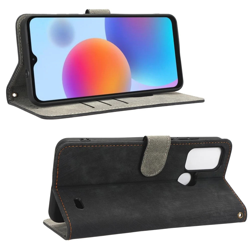 PU Leather Phone Cover For ZTE Blade A52, Flip Wallet Stand RFID Blocking Mobile Phone Case - Black - 3