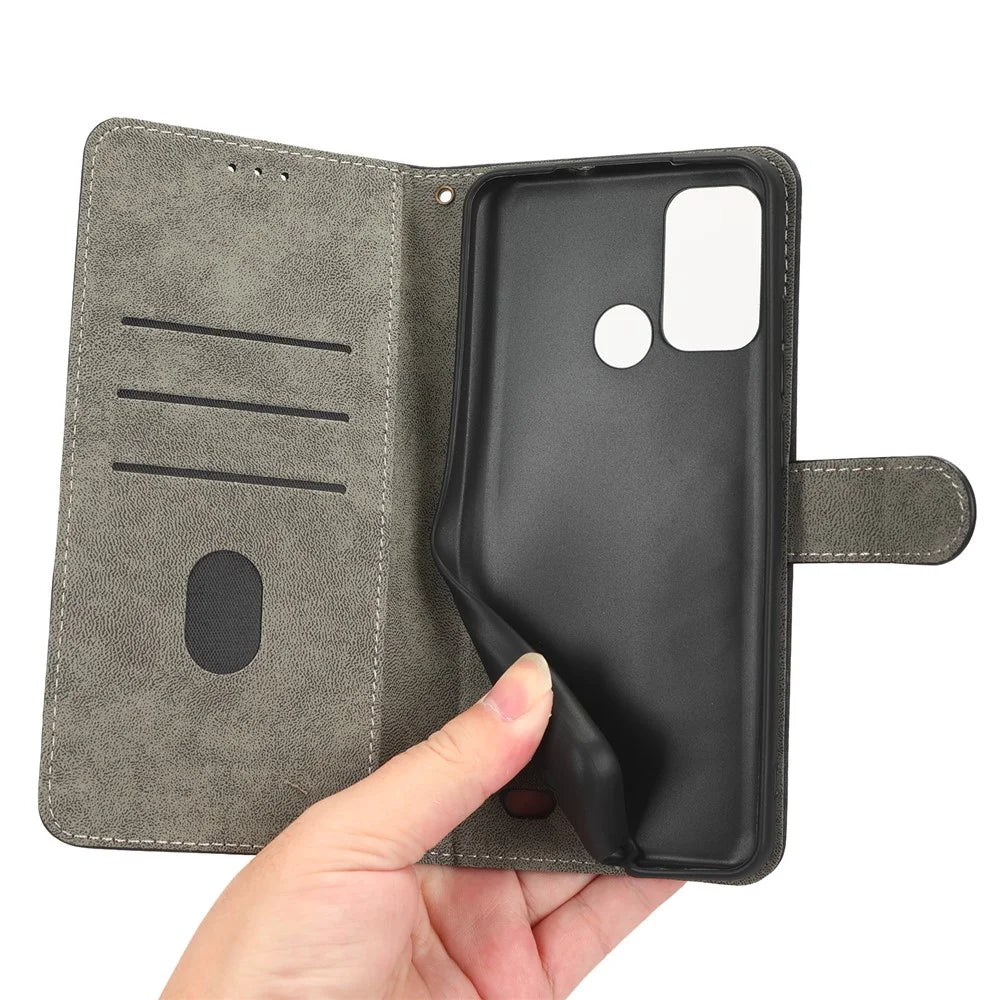 PU Leather Phone Cover For ZTE Blade A52, Flip Wallet Stand RFID Blocking Mobile Phone Case - Black - 4