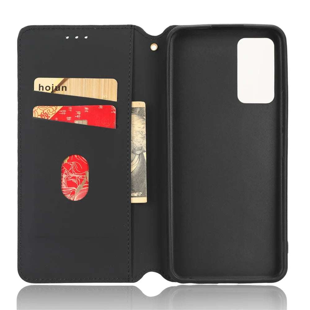 For TCL 405 / 406 / T506D Rhombus Pattern Imprinted PU Leather Protective Flip Phone Wallet Cover Stand Magnetic Auto-absorbed Anti-scratch Phone Case - Black - 4
