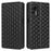 For Ulefone Note 14 Rhombus Pattern Imprinted Drop-proof Phone Case Magnetic Auto Closing PU Leather Wallet Stand Anti-scratch Phone Cover - Black - 1