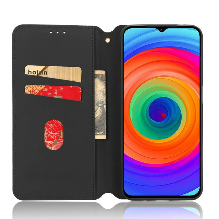 For Ulefone Note 14 Rhombus Pattern Imprinted Drop-proof Phone Case Magnetic Auto Closing PU Leather Wallet Stand Anti-scratch Phone Cover - Black - 2