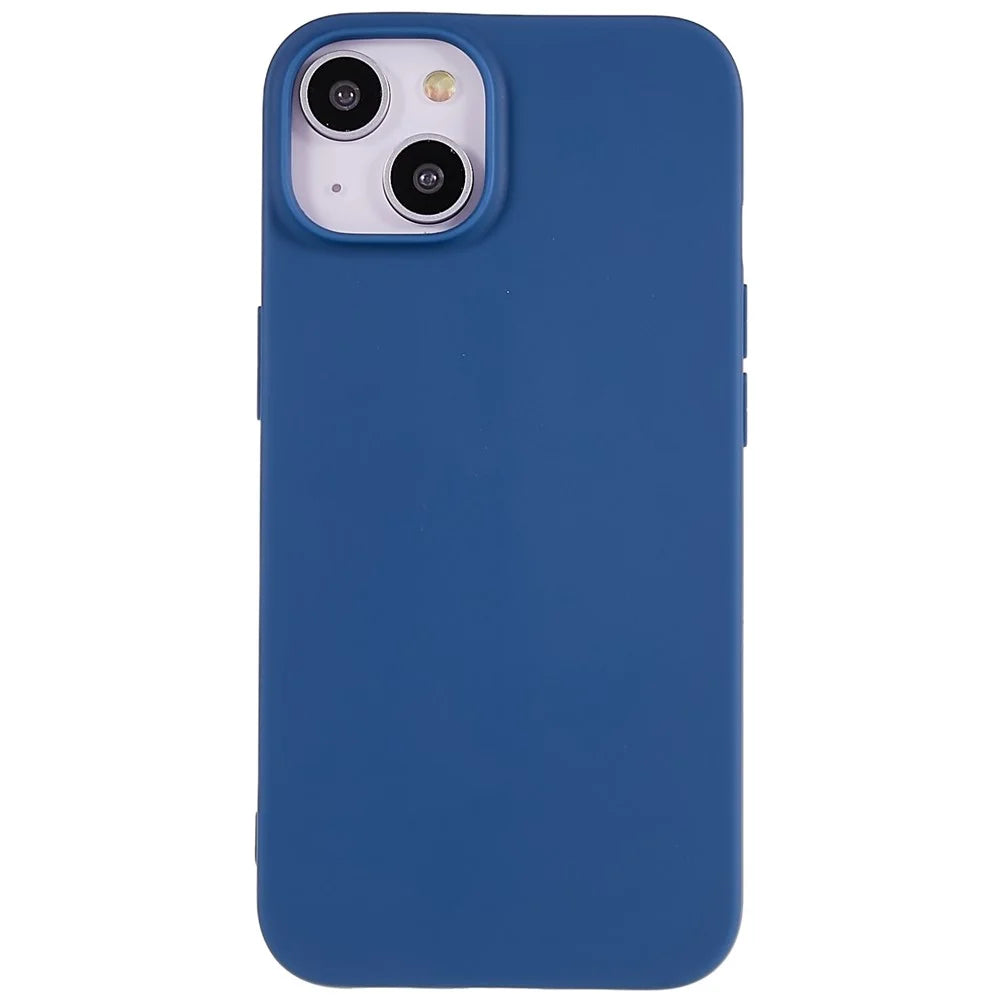 For iPhone 14 Smooth Matte Soft TPU Cover Shockproof Absorption Flexible Phone Case - Sapphire - 1