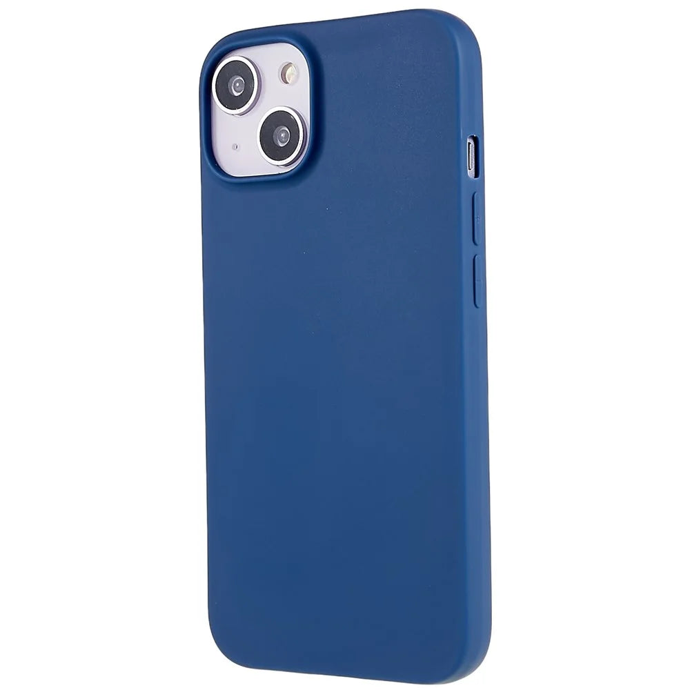 For iPhone 14 Smooth Matte Soft TPU Cover Shockproof Absorption Flexible Phone Case - Sapphire - 2