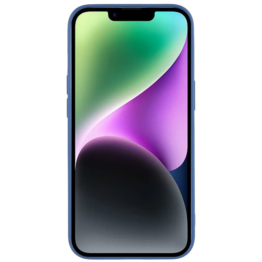 For iPhone 14 Smooth Matte Soft TPU Cover Shockproof Absorption Flexible Phone Case - Sapphire - 3