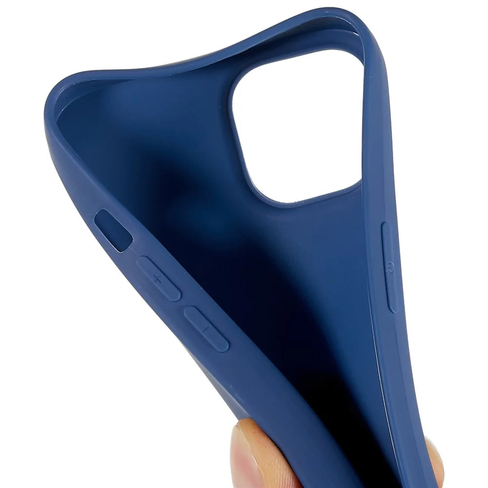 For iPhone 14 Smooth Matte Soft TPU Cover Shockproof Absorption Flexible Phone Case - Sapphire - 4