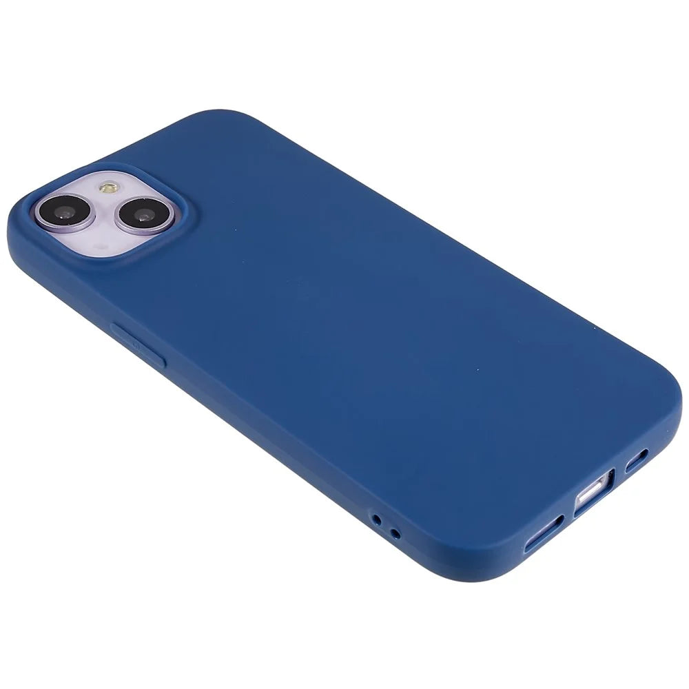 For iPhone 14 Smooth Matte Soft TPU Cover Shockproof Absorption Flexible Phone Case - Sapphire - 5