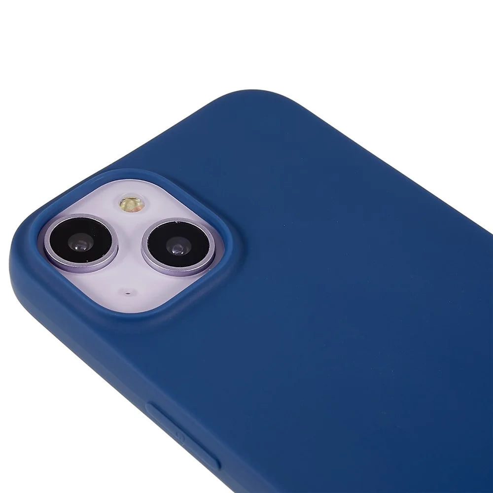 For iPhone 14 Smooth Matte Soft TPU Cover Shockproof Absorption Flexible Phone Case - Sapphire - 7