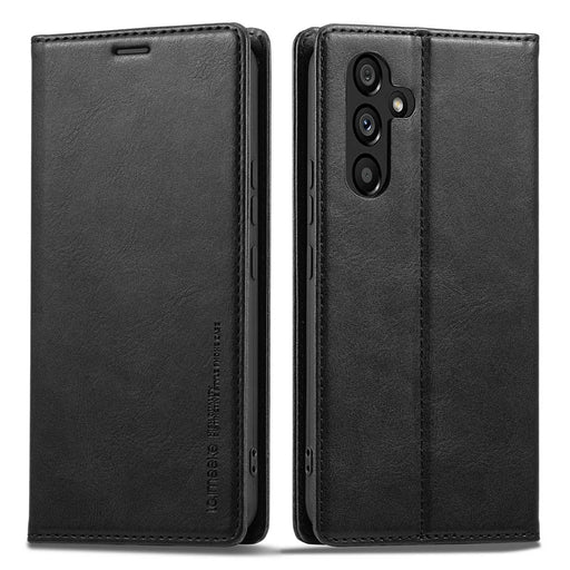 LC.IMEEKE For Samsung Galaxy A54 5G Anti-scratch PU Leather Flip Phone Wallet Case RFID Blocking Stand Magnetic Absorption Drop-proof Phone Cover - Black - 1
