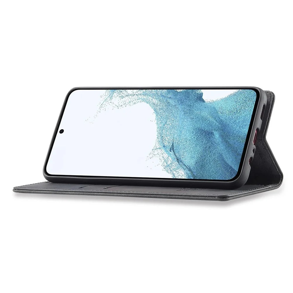 LC.IMEEKE For Samsung Galaxy A34 5G Protective Cell Phone Cover PU Leather Flip Folio Wallet Stand Magnetic Absorption Phone Case - Black - 4