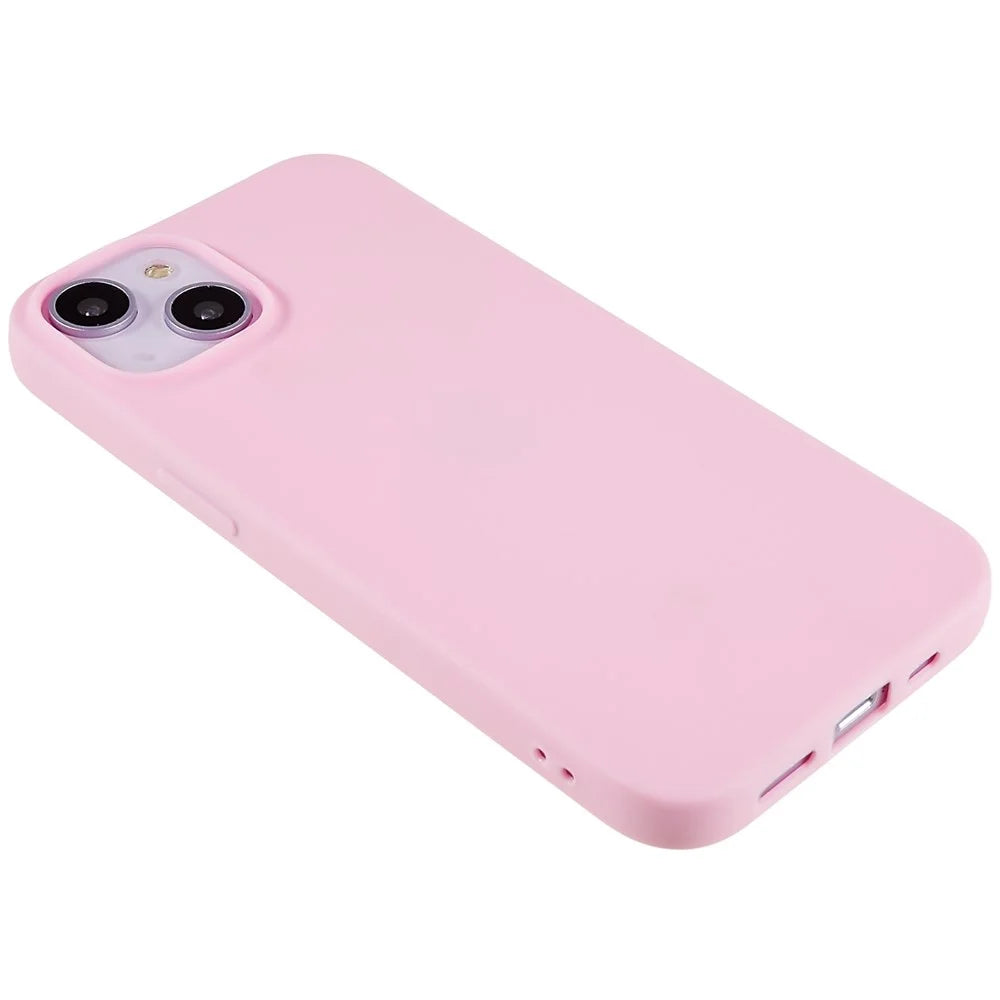 For iPhone 13 6.1 inch Back Shell, Anti-Fingerprint Soft TPU Phone Case Shockproof Matte Protective Cover - Pink - 5