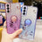 KADEM For Samsung Galaxy S21 5G / 4G TPU Case with Kickstand Glitter Flower Pattern Rhinestone Decor - Blue - 5