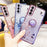KADEM For Samsung Galaxy S21 5G / 4G TPU Case with Kickstand Glitter Flower Pattern Rhinestone Decor - Blue - 7