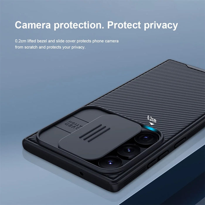 NILLKIN CamShield Pro Series for Samsung Galaxy S23 Ultra Anti-drop PC + TPU Cover Phone Case with Slide Camera Protector - Black - 5