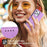 DIERFENG DF-03 Phone Case for iPhone 13 Pro Max 6.7 inch, PU Leather Lines Imprinted Wallet Stand Cover - Purple - 6