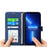 DIERFENG DF-03 PU Leather Case for iPhone 13 Pro 6.1 inch, Lines Imprinted Wallet Stand Protective Phone Cover - Blue - 2