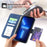 DIERFENG DF-03 PU Leather Case for iPhone 13 Pro 6.1 inch, Lines Imprinted Wallet Stand Protective Phone Cover - Blue - 5