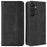 For Samsung Galaxy A34 5G Anti-fall Phone Case Stand Retro Texture Imprinted Pattern Magnetic Auto Closing Flip Leather Wallet Phone Cover - Black - 1