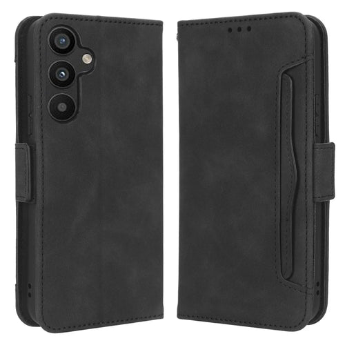 For Samsung Galaxy A34 5G Multiple Card Slots PU Leather Phone Case Drop-proof Magnetic Flip Cell Phone Cover Wallet Stand - Black - 1