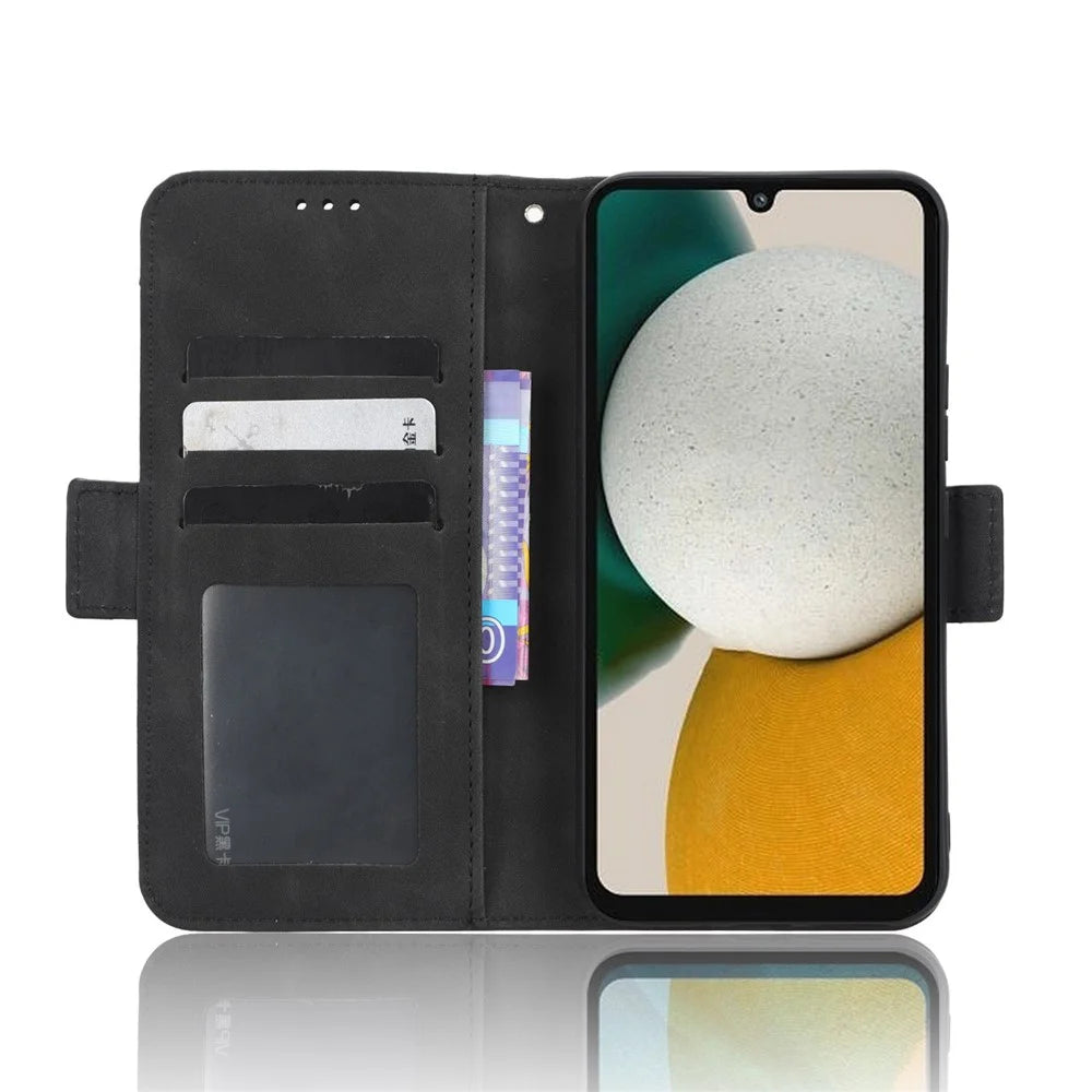 For Samsung Galaxy A34 5G Multiple Card Slots PU Leather Phone Case Drop-proof Magnetic Flip Cell Phone Cover Wallet Stand - Black - 2