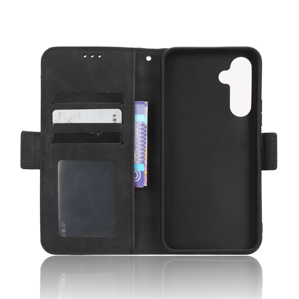 For Samsung Galaxy A34 5G Multiple Card Slots PU Leather Phone Case Drop-proof Magnetic Flip Cell Phone Cover Wallet Stand - Black - 4