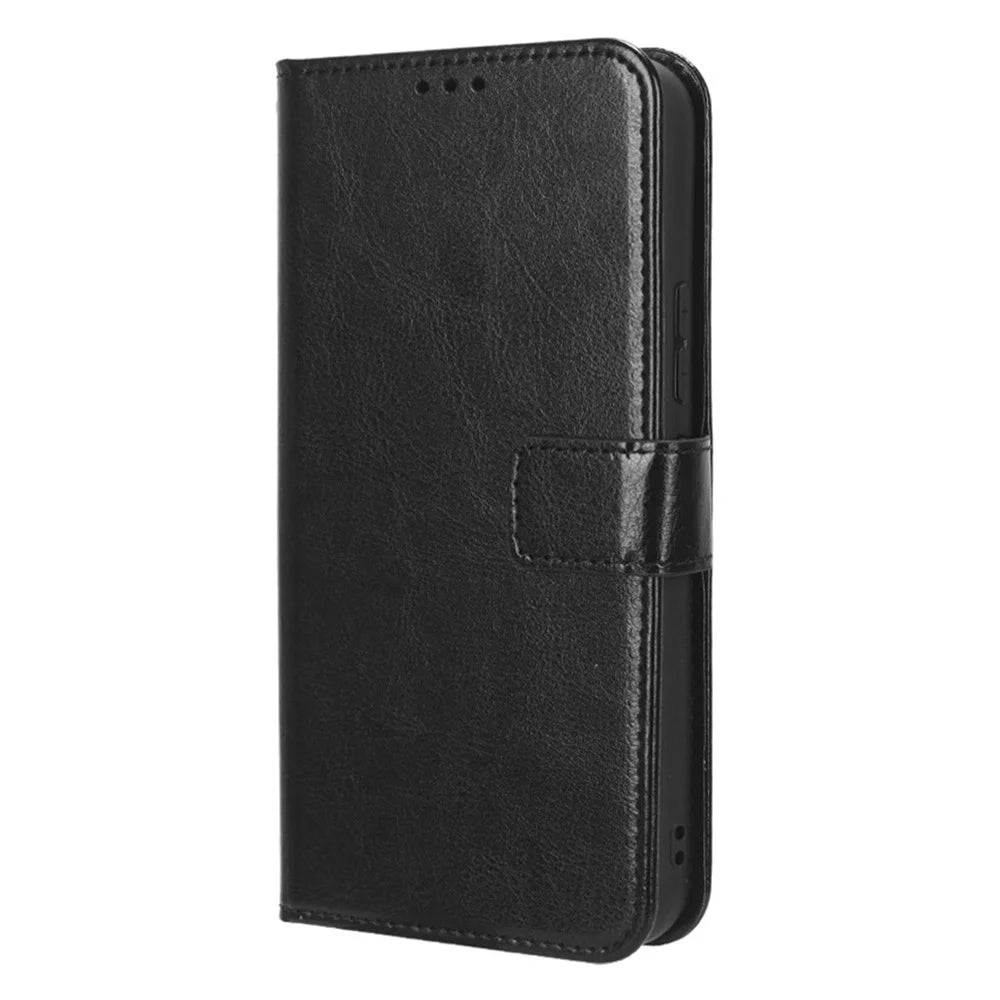 For Samsung Galaxy A54 5G Crazy Horse Texture Magnetic Full Protection Cell Phone Case Flip Wallet Stand Anti-wear PU Leather Phone Cover with Strap - Black - 6