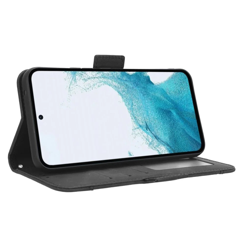 For Samsung Galaxy A54 5G Multiple Card Slots PU Leather Anti-shock Phone Case Magnetic Flip Protective Phone Cover Wallet Stand - Black - 3