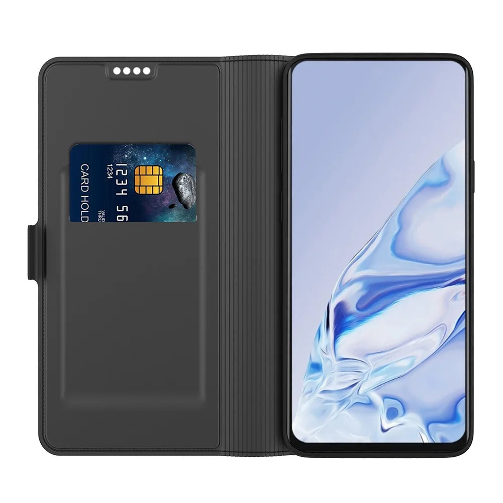 For OnePlus 11 5G Flip Folio Phone Cover Stand Card Holder PU Leather + Inner TPU Protective Magnetic Phone Case - Black - 2