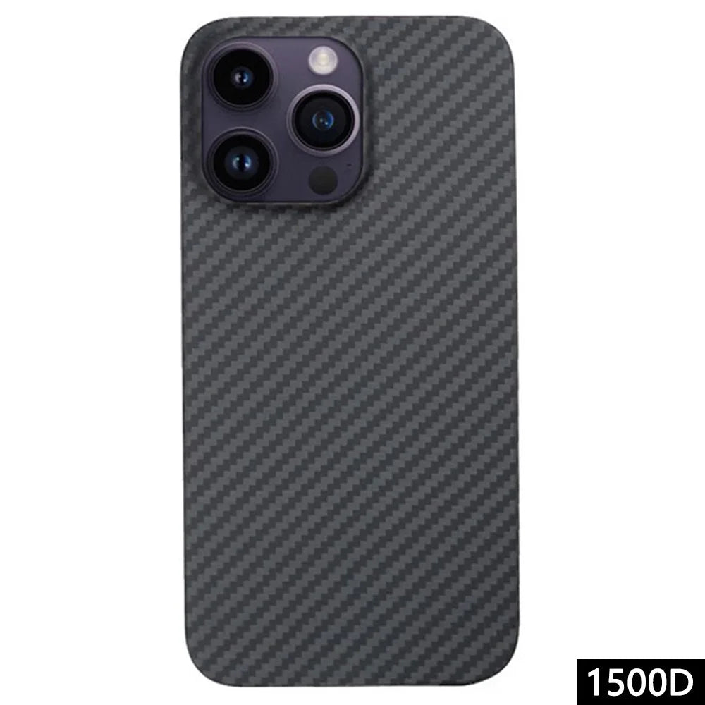 For iPhone 14 Pro Max Aramid Fiber Back Case Shockproof 1500D Coarse Texture Cover - Matte Black - 1