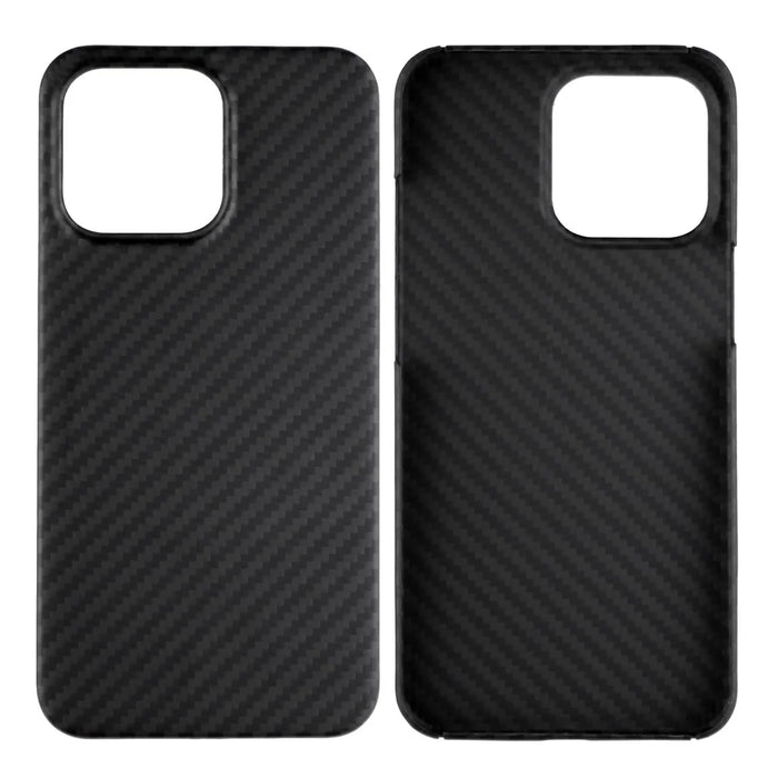 For iPhone 14 Pro Max Aramid Fiber Back Case Shockproof 1500D Coarse Texture Cover - Matte Black - 4