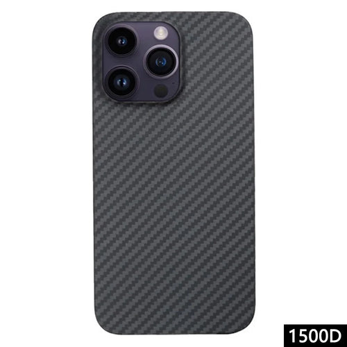 For iPhone 13 Pro Max Back Case 1500D Coarse Texture Aramid Fiber Phone Cover - Matte Black - 1