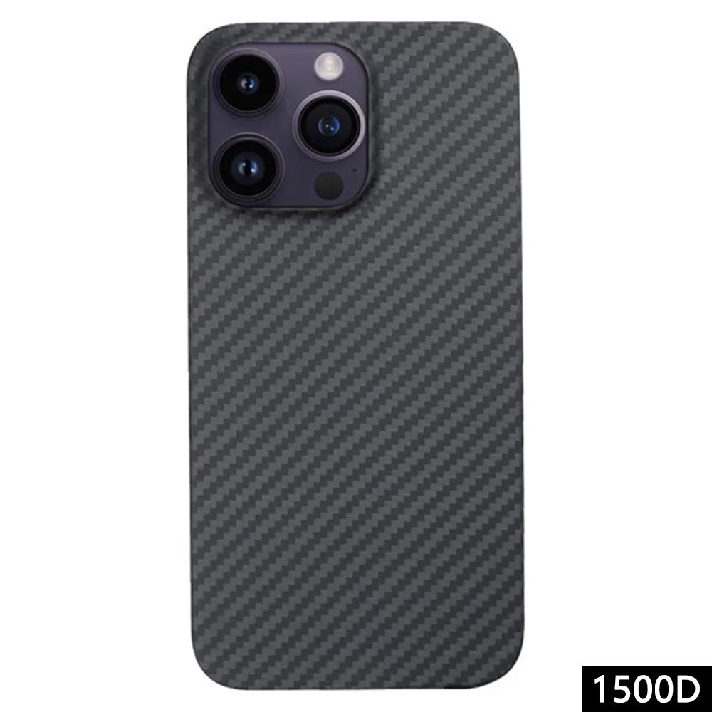 For iPhone 12 Pro Aramid Fiber Back Case 1500D Coarse Texture Protective Cover - Matte Black - 1